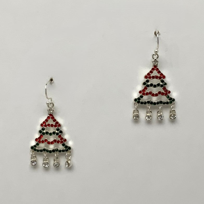 Christmas Tree Crystal Dangle Earrings