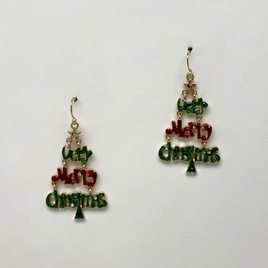 "Very Merry Christmas" Tree Earrings