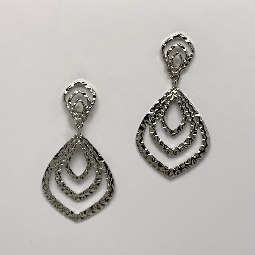 Textured Layered Drop Clip Earrings