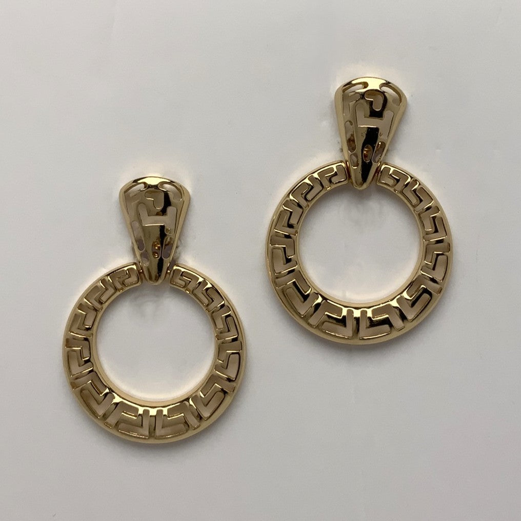 Meander Pattern Clip On Earrings