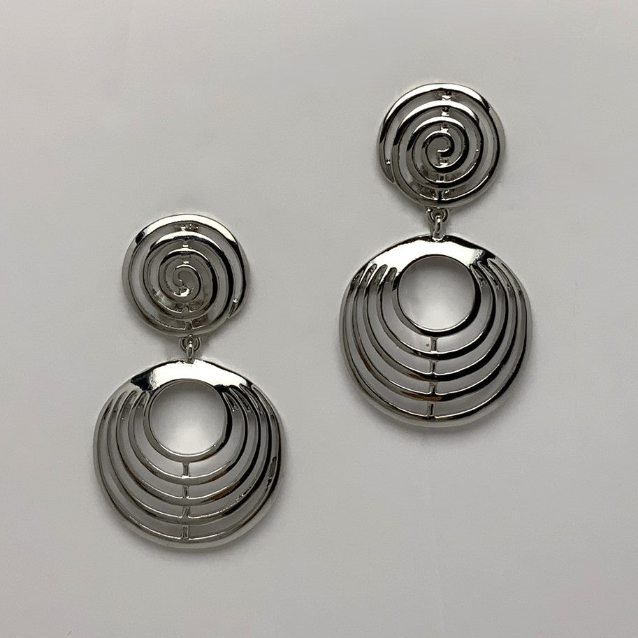 Circle Spiral Drop Clip On Earrings
