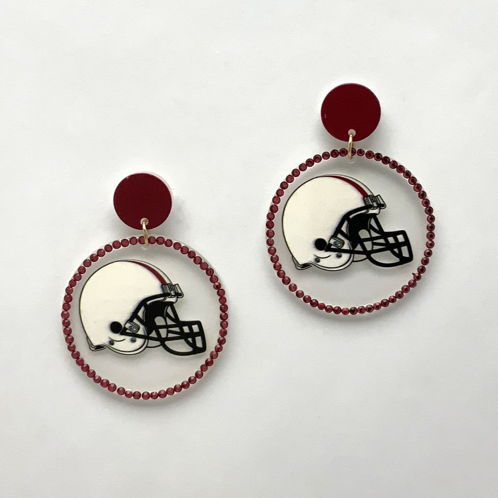 Football Helmet Rhinestone Acrylic Earrings