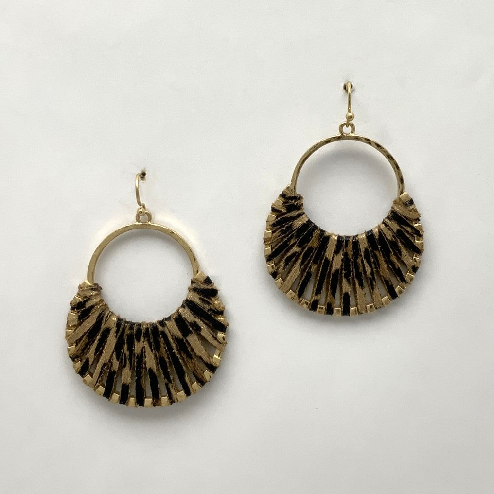 Faux Animal Skin Wrapped Earrings