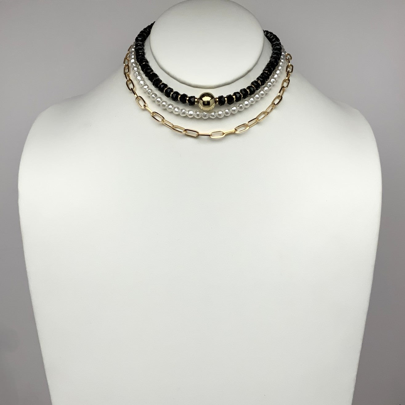 Crystal Layered Chain Necklace