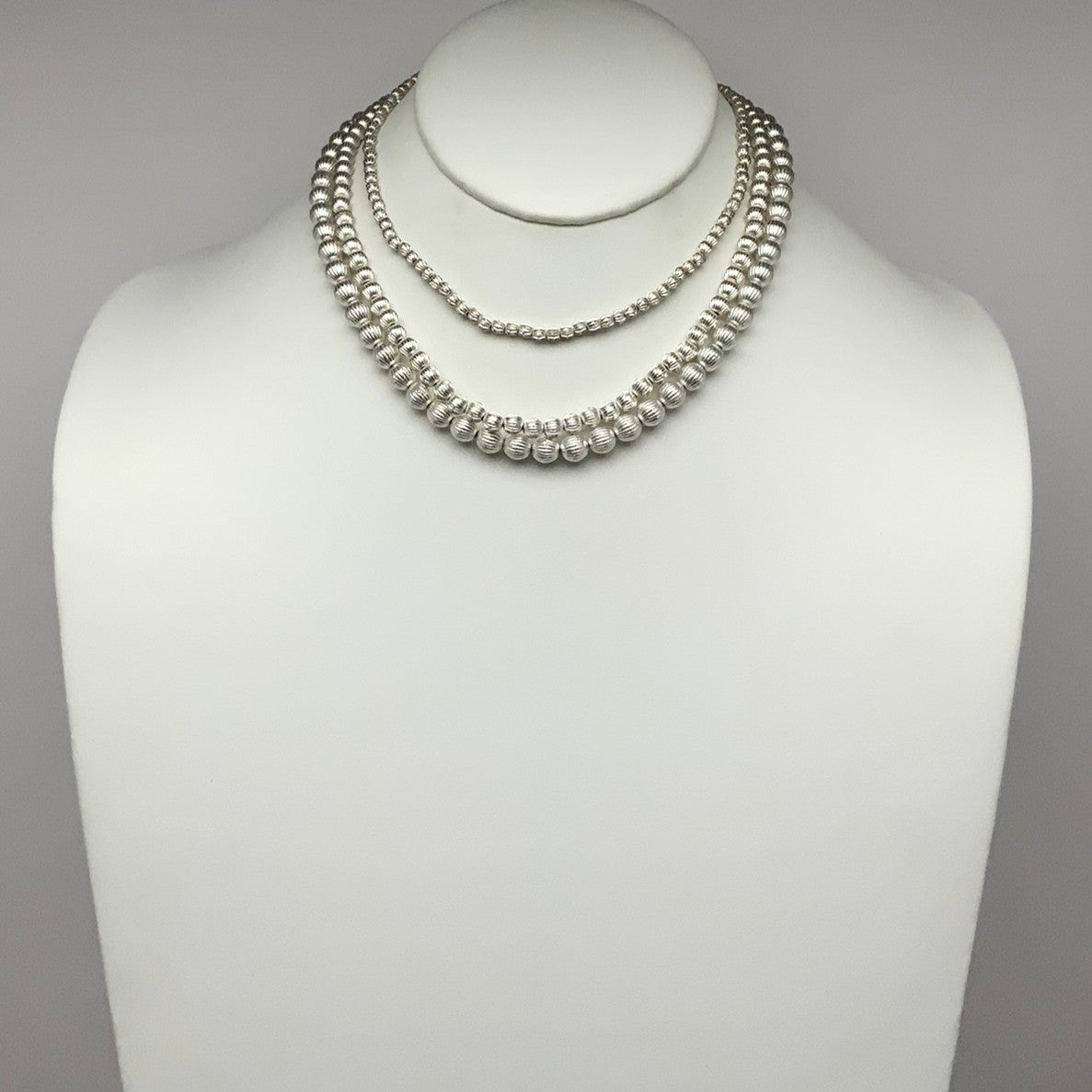 Textured Spheres Layered Necklace