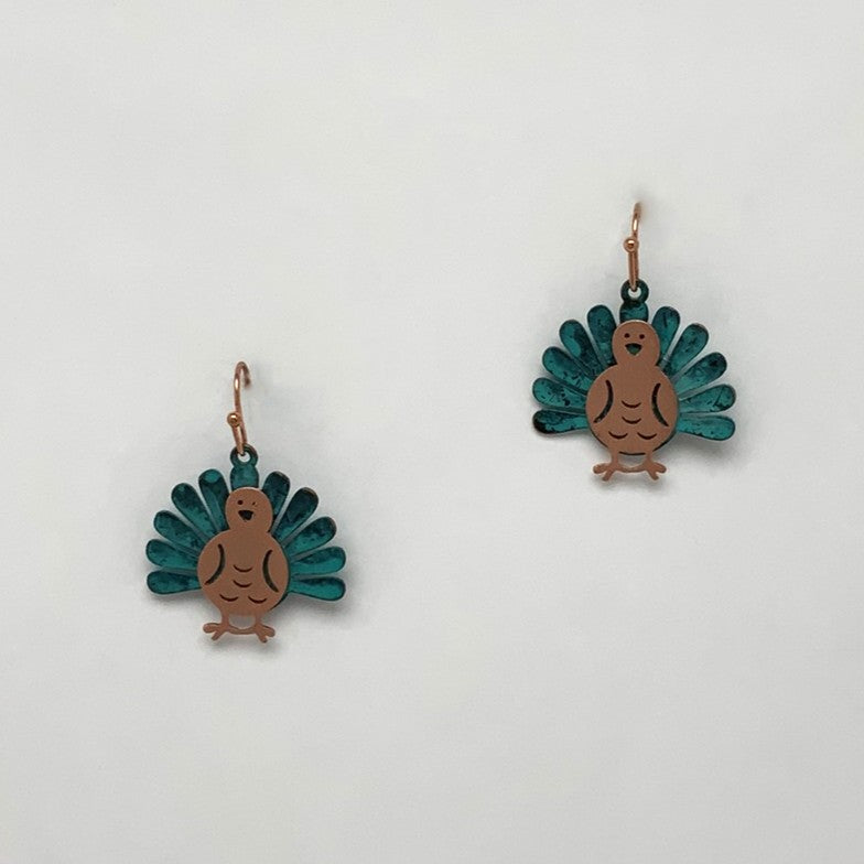 Brass Thanksgiving Turkey Earrings