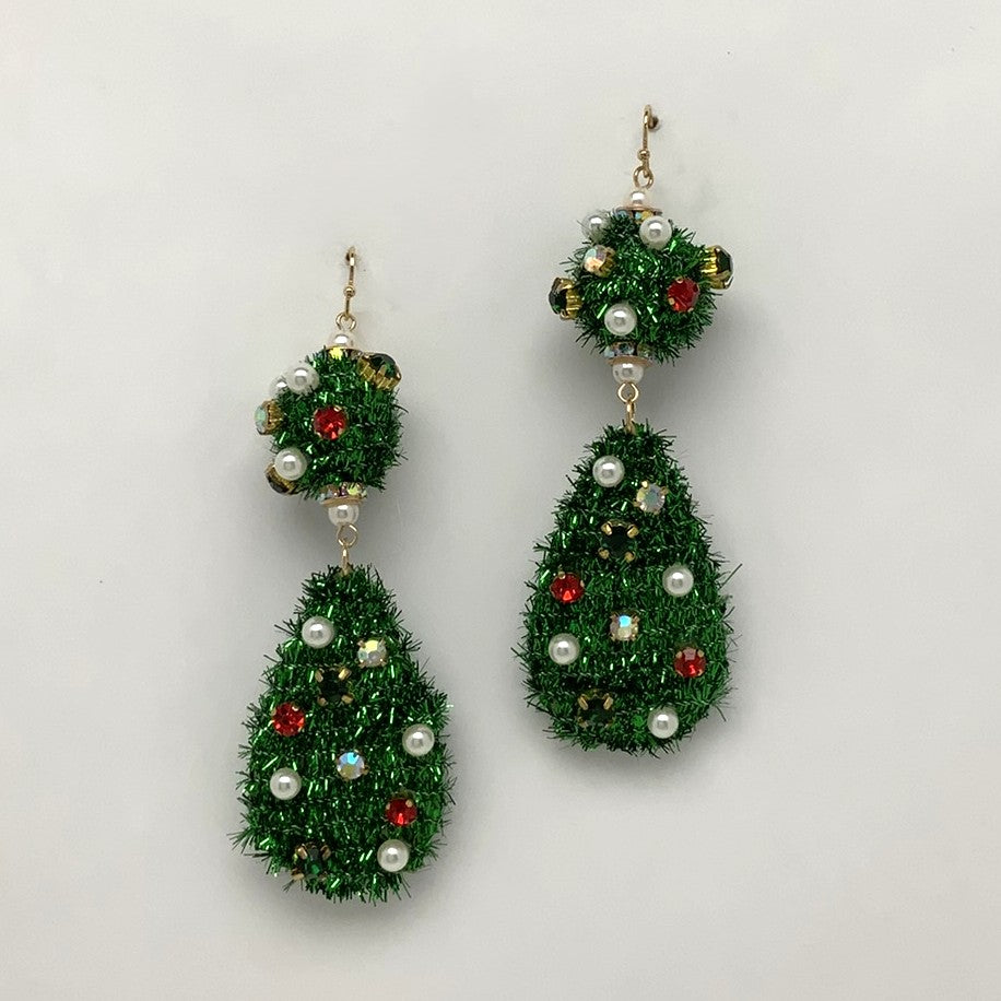 Festive Tinsel Teardrop Christmas Earrings
