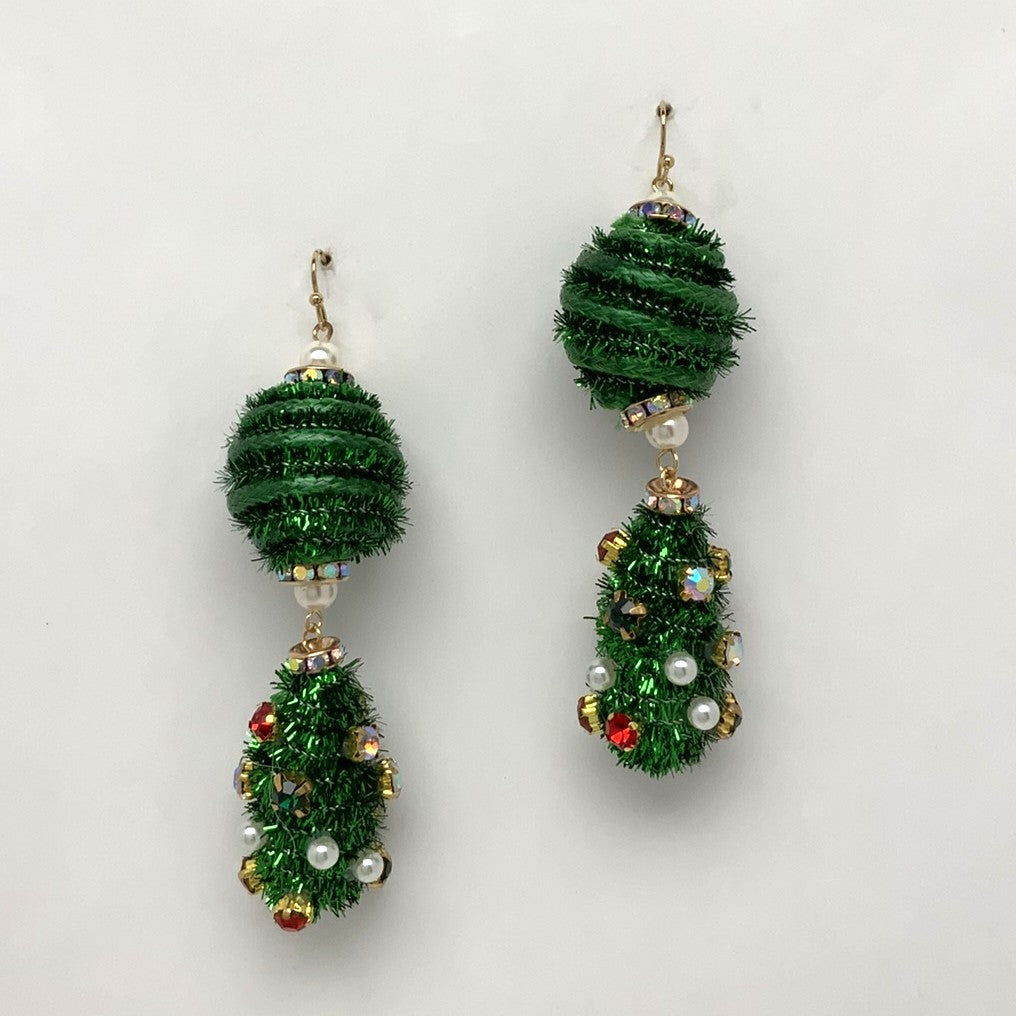 Tinsel Drop Christmas Earrings