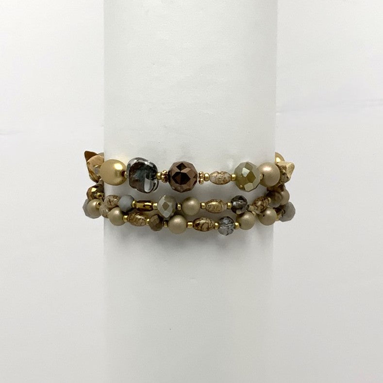 Crystal Beaded Stone Bracelet Set