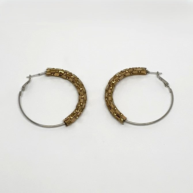 Half Bling Rhinestone Hoop Earrings