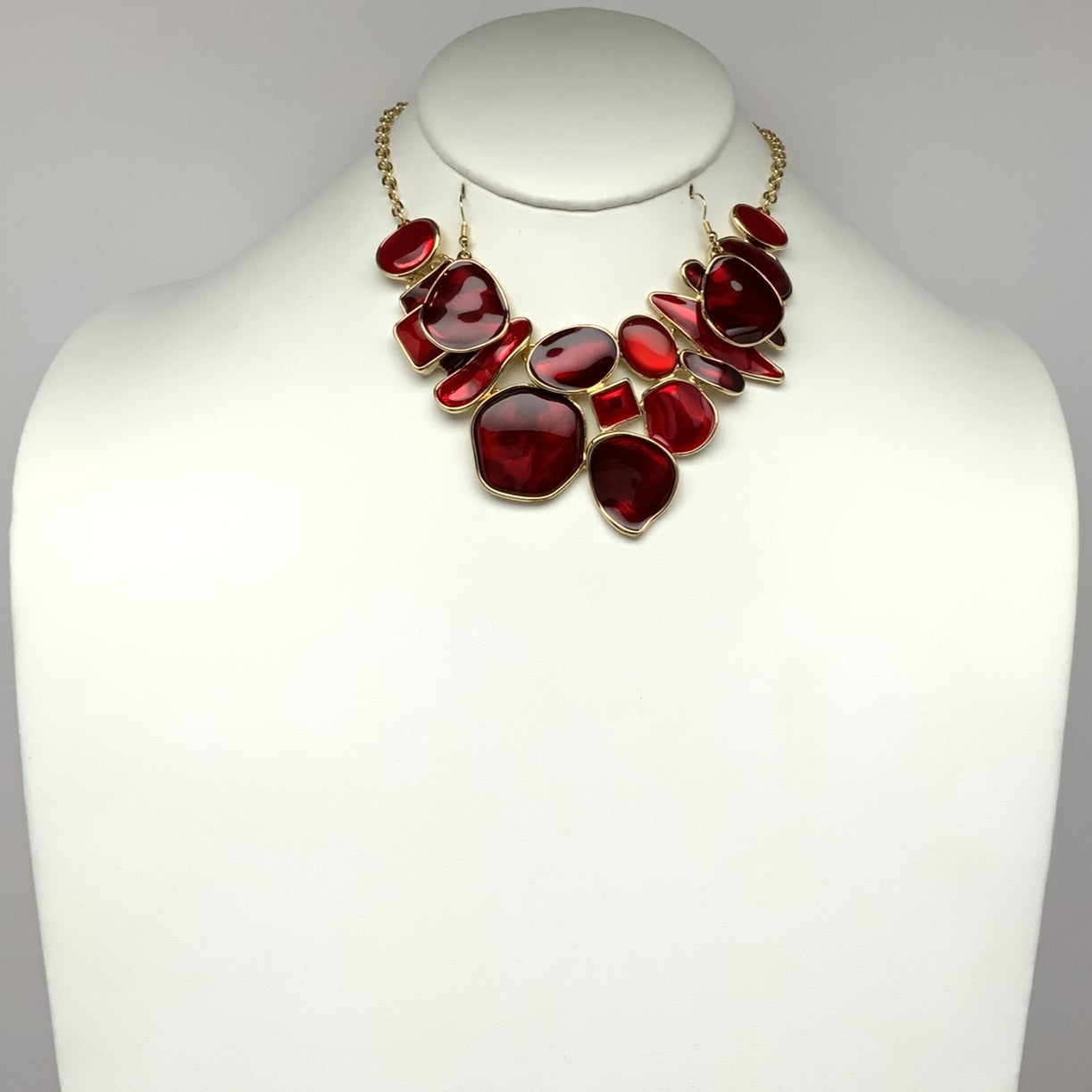 Abstract Enamel Bib Style Necklace Set