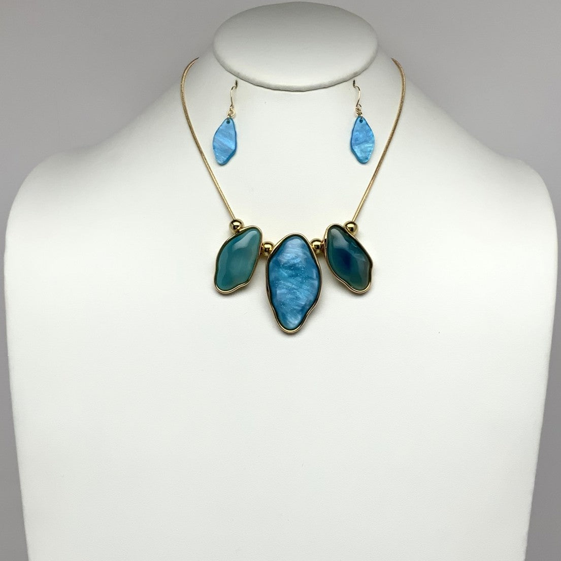 Enamel Rustic Shape Snake Chain Necklace Set