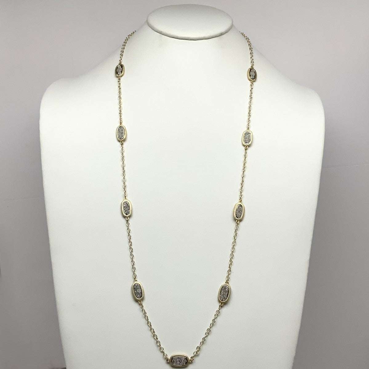 Long Oval Crystals Designer Necklace