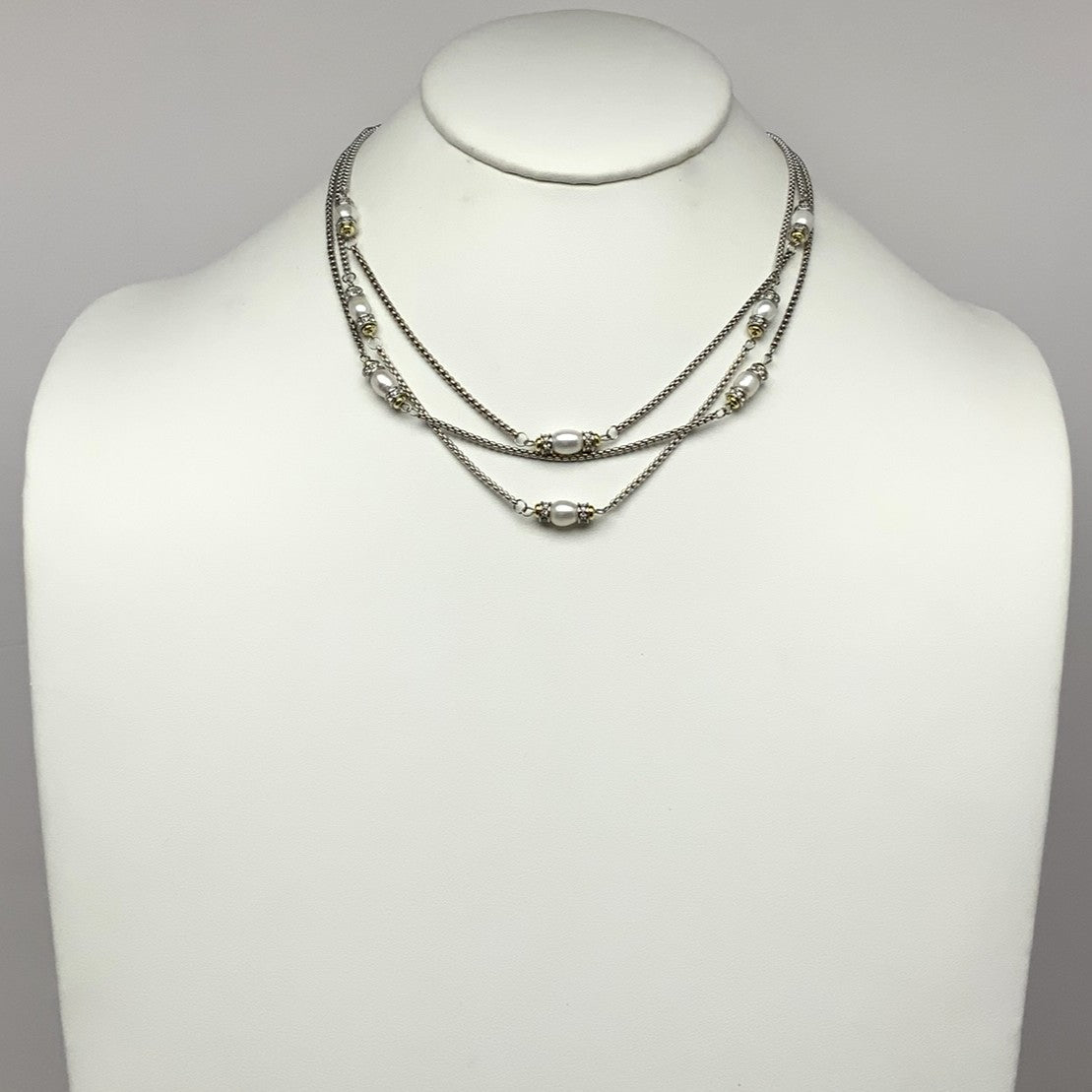 Cubic Zirconia Pearl Layered Necklace