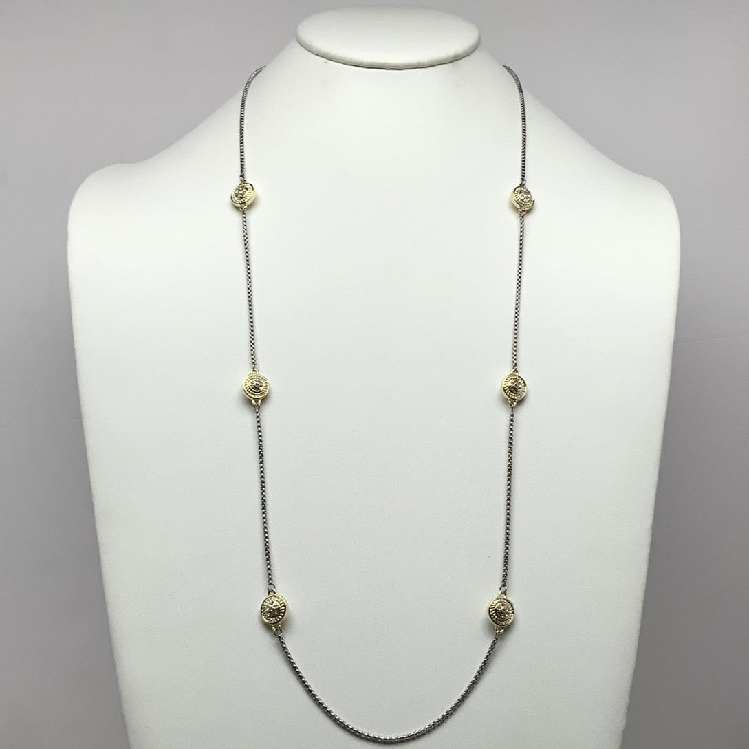 Long Crystal Button Designer Necklace