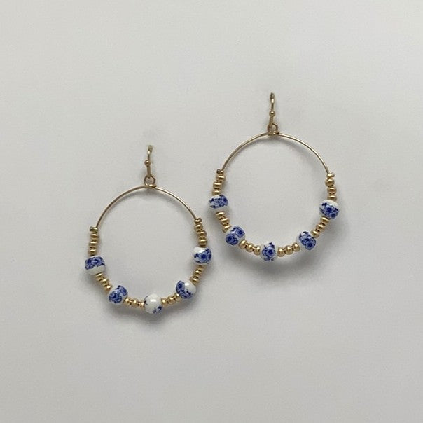 Beaded Drop Earrings Porcelain Earrings