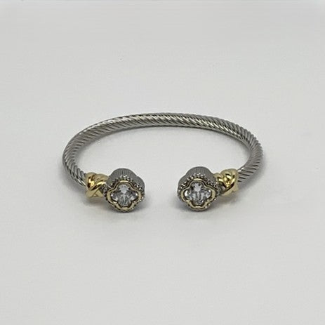 Cubic Zirconia Clover Cuff Bracelet