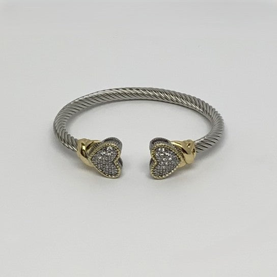 Cubic Zirconia Heart Crystal Cuff Bracelet