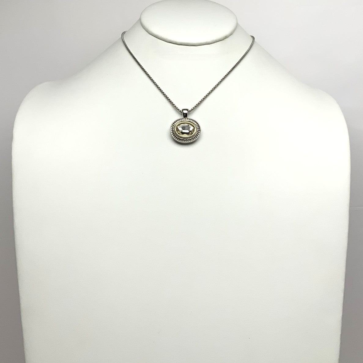 Sideway Crystal Oval Pendant Necklace
