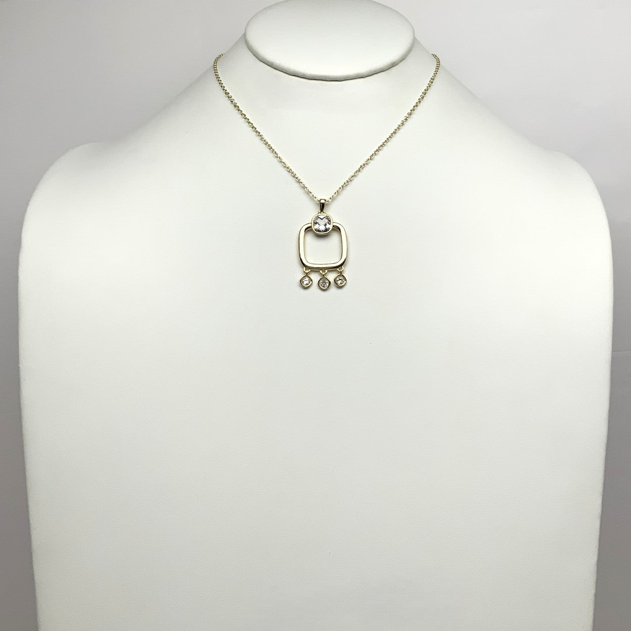 Cubic Zirconia Square Frame Pendant Necklace