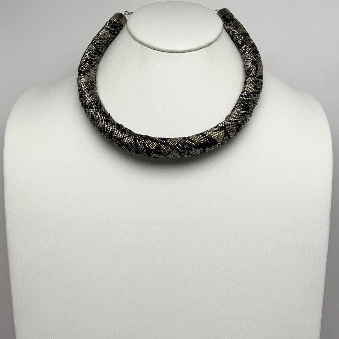 Beaded Reptile Skin Pattern Necklace