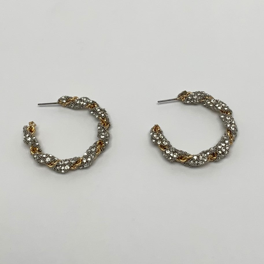 Crystal Twist Half Hoop Earrings