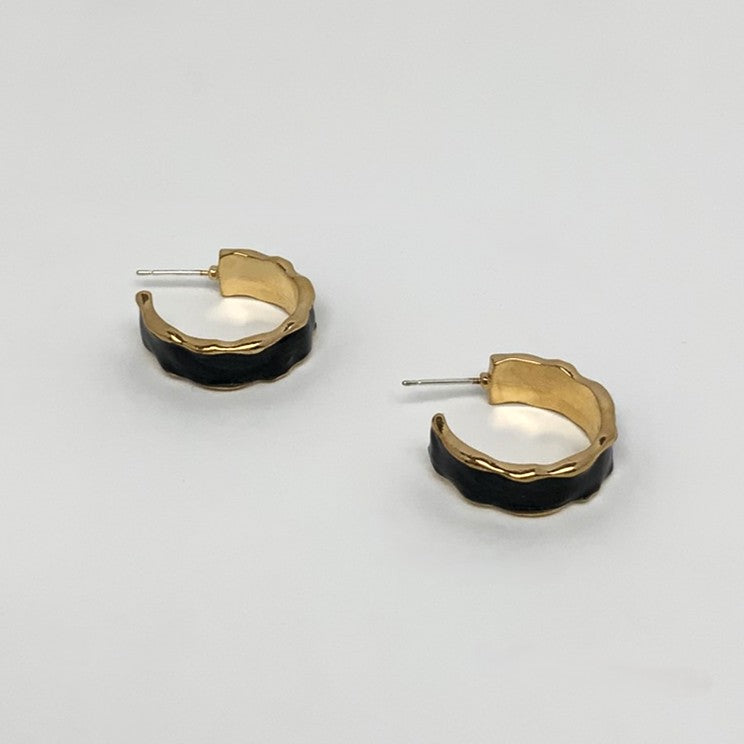 Metal Resin Filling Half Hoop Earrings