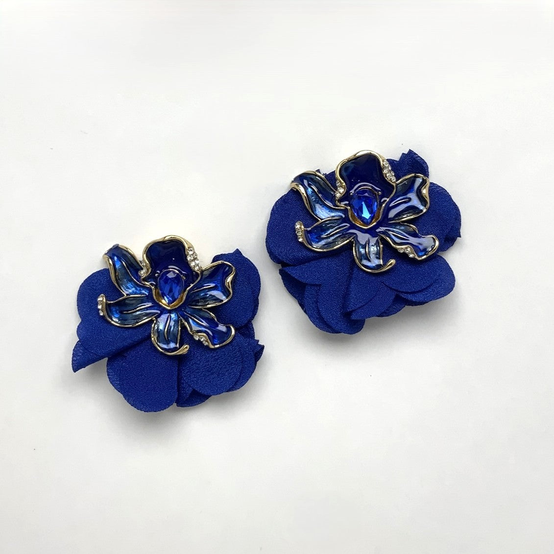 Flower Fabric Enamel Mix Earrings