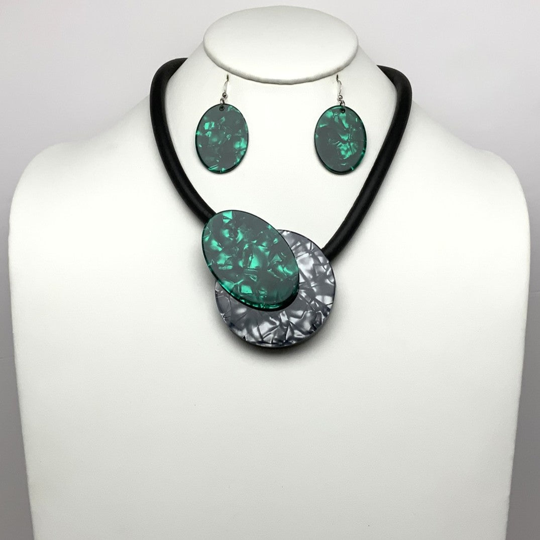 Magnetic Oval Circle Necklace Set