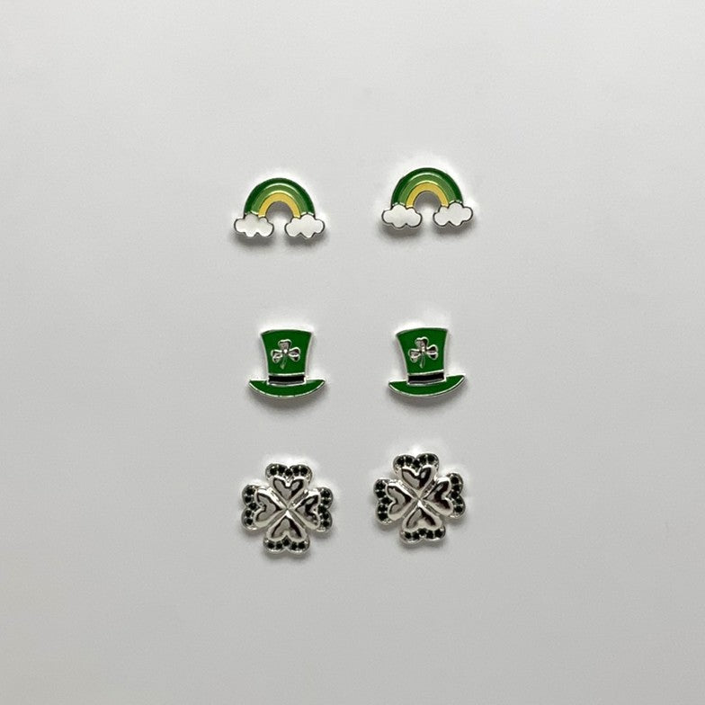 Rainbow Clover Saint Patrick Day Earrings Sets