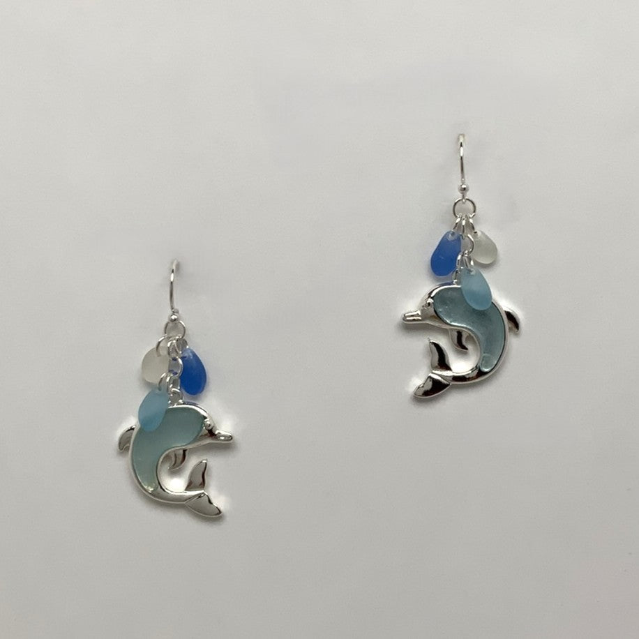 Frosted Sea Glass Drop Earrings