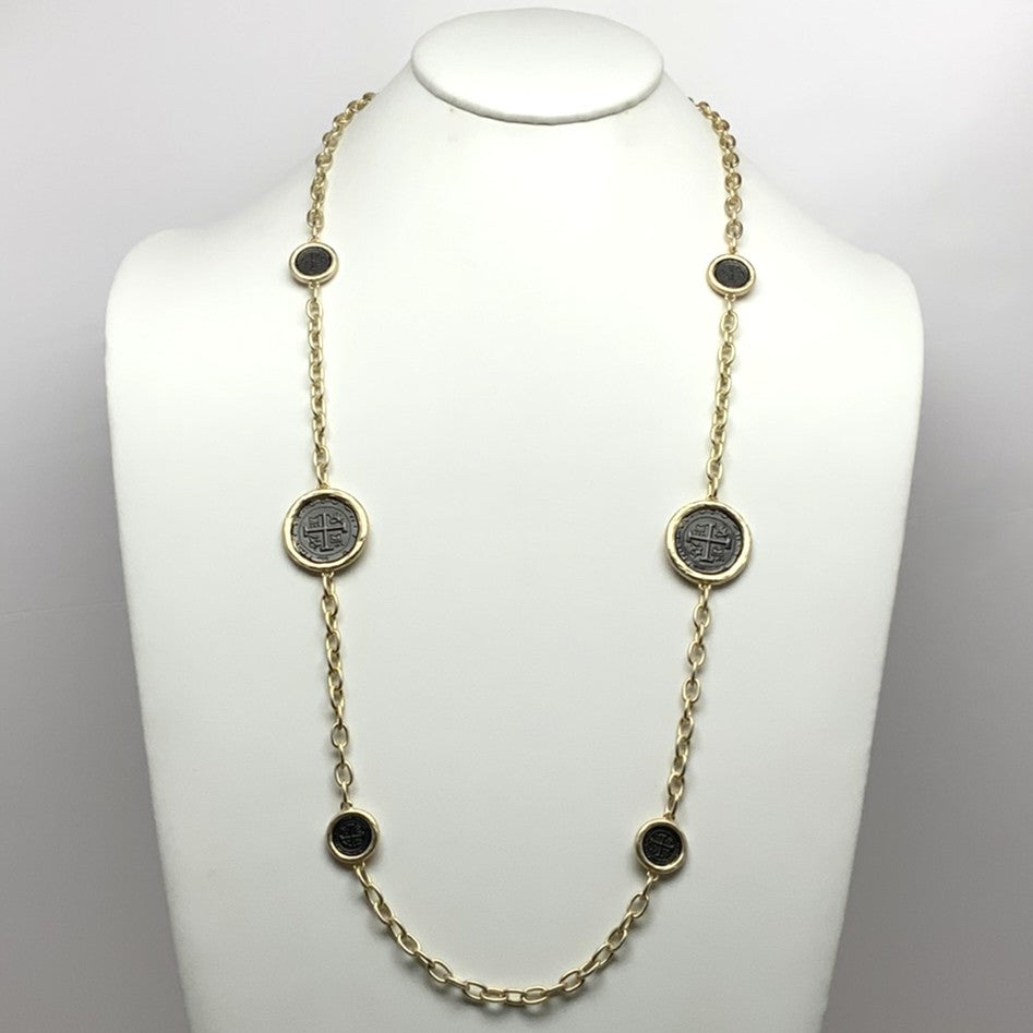 Long Matte Coin Chain Necklace