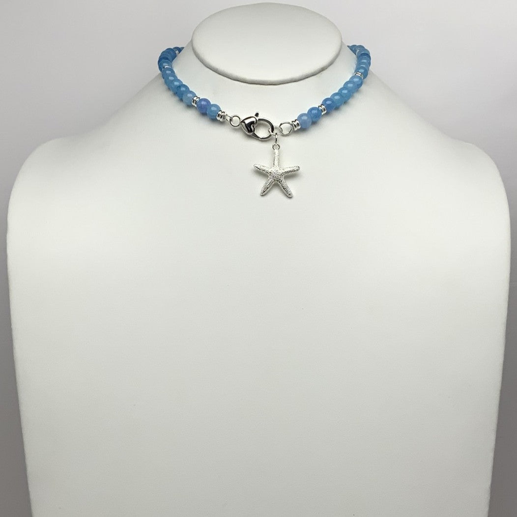 Beaded Clasp Starfish Charm Necklace