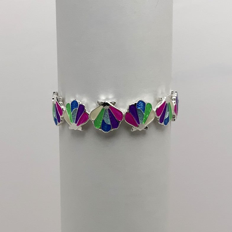 Split Color Clamshell Elastic Bracelet