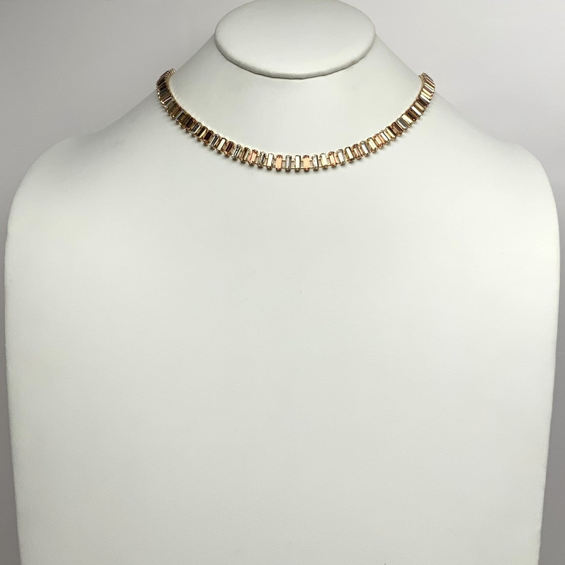 Flat Rectangle Crystal Necklace