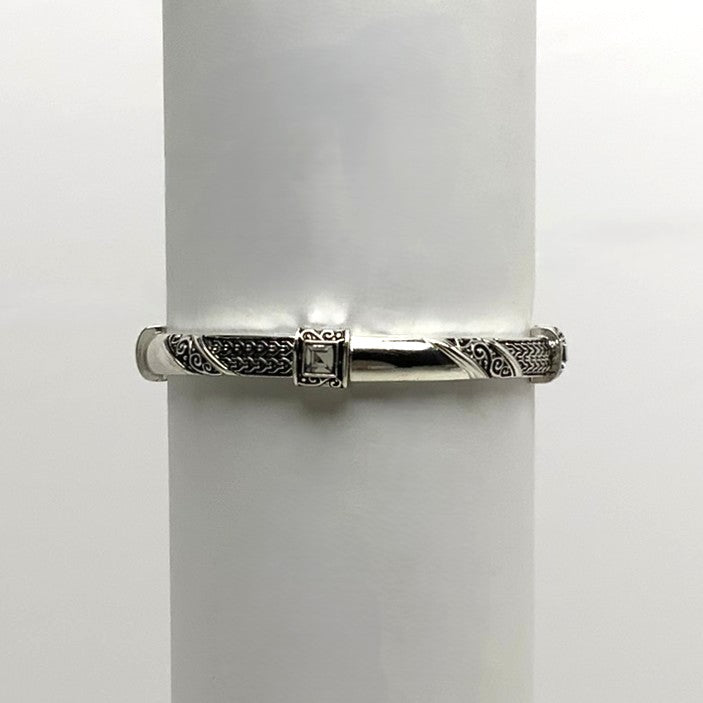 Chain Link w/Diamond Square Cut Charms Bracelet