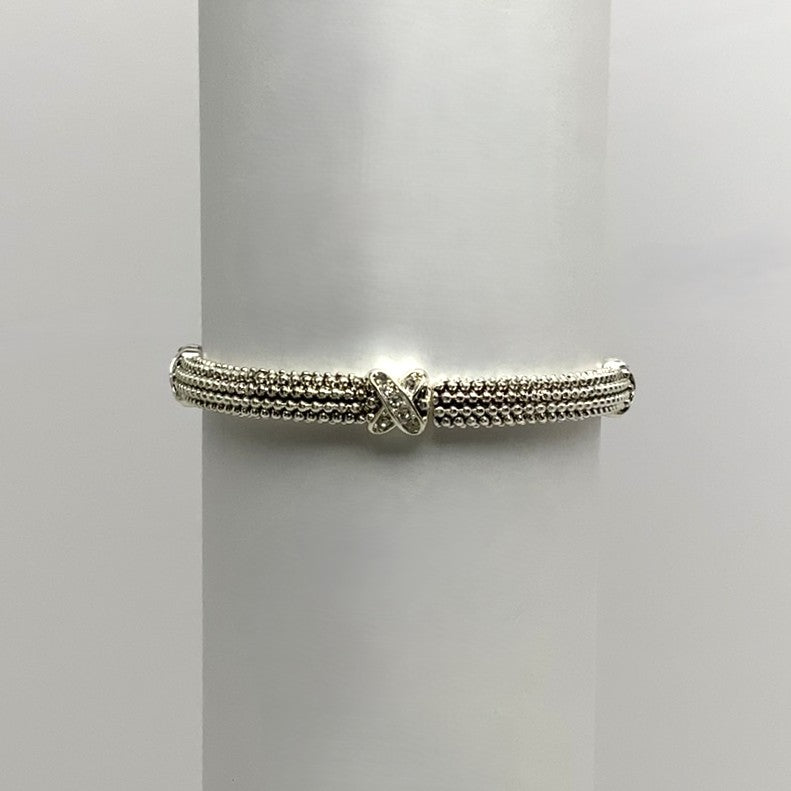Popcorn design w/Bling Diamond Accent Bracelet
