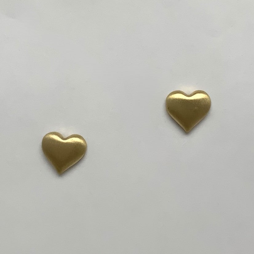 Heart Stud Brushed Texture Earrings