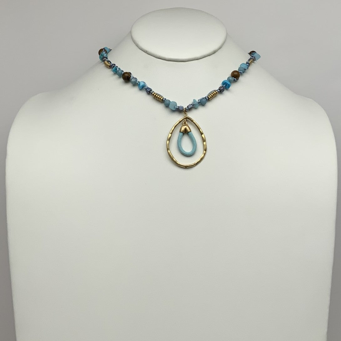 Mixed Beaded Double Teardrop Necklace