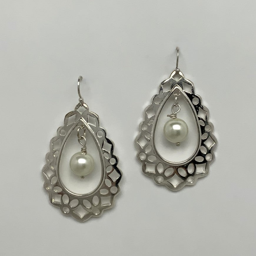 Filigree Design Teardrop Earrings