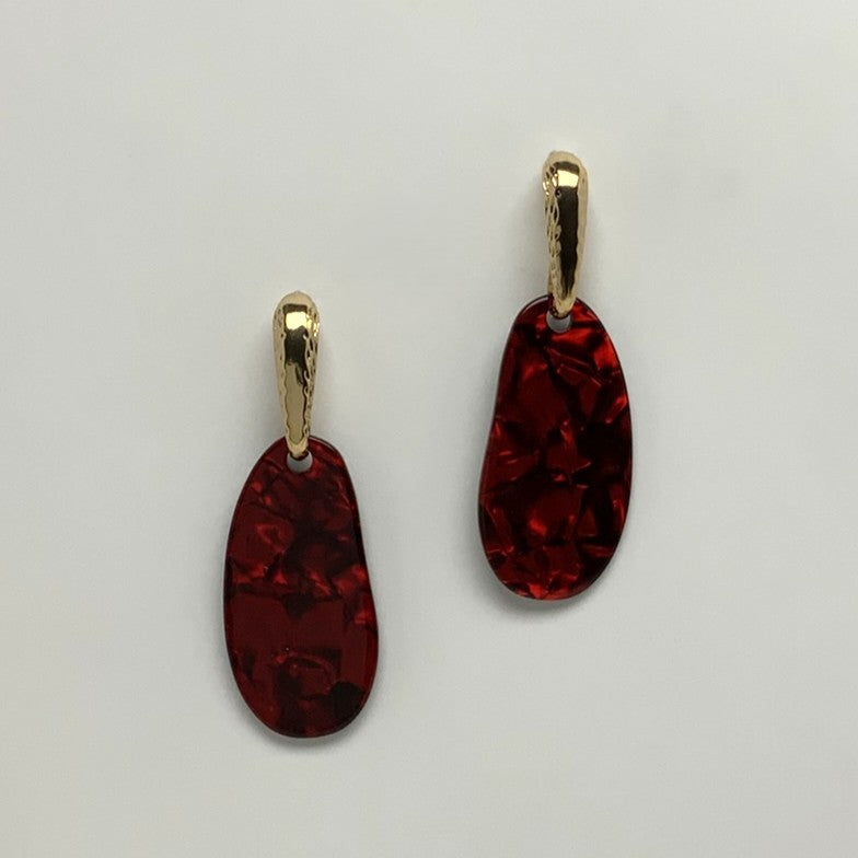 Metal Stud Drop Lucite Metallic Drip Design Earrings