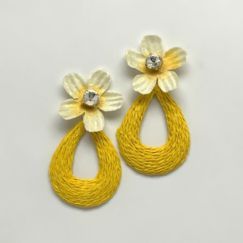Flower Crystal Stud Twine Teardrop Earrings