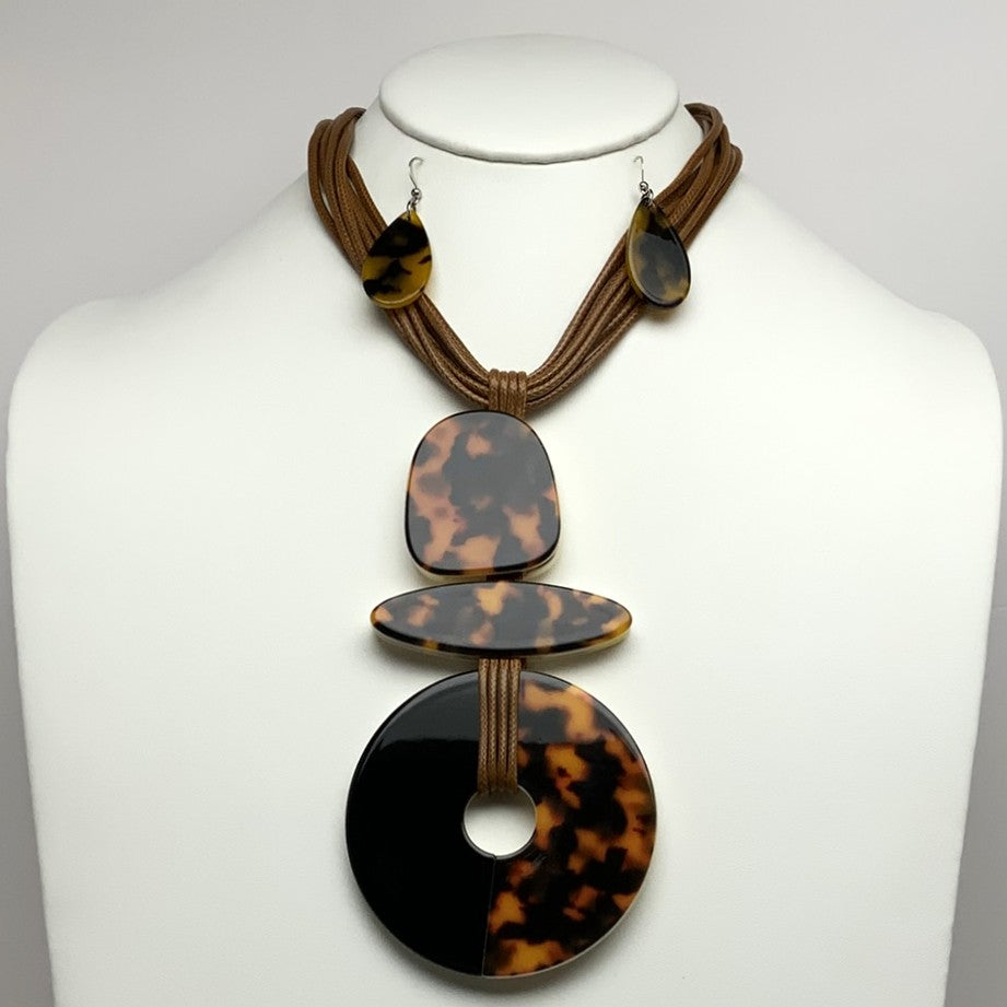 Lucite Animal Print Drop Necklace