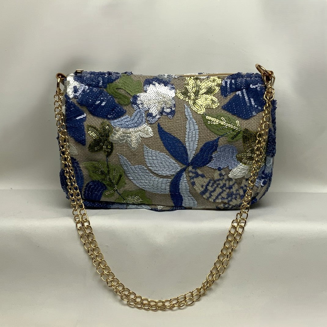 Botanical Embroidered Sequins Crossbody Purse
