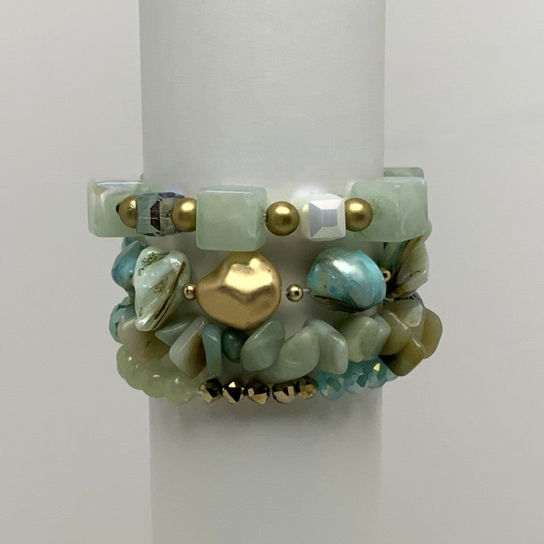 Layered Geometric Beaded Bracelet