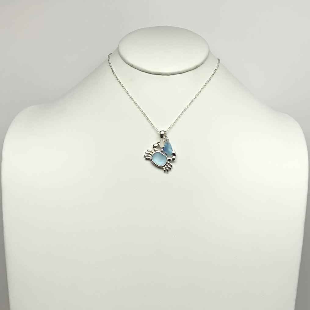 Crab Seaglass Pendant Necklace