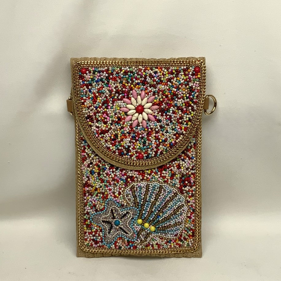 Seashell Starfish Beaded Envelope Purse/Clutch