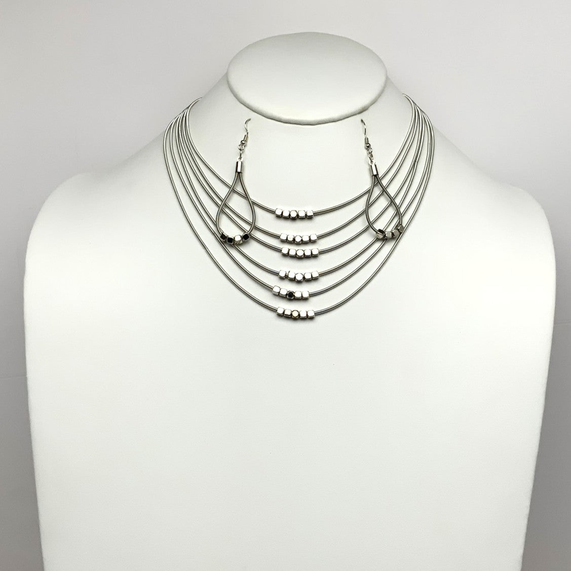 Layered Square Beaded Necklace