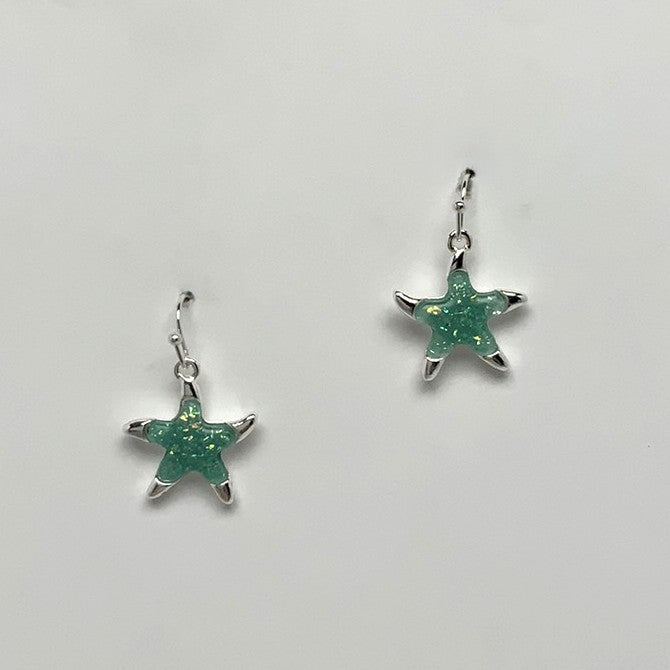 Glitter Enamel Starfish Earrings