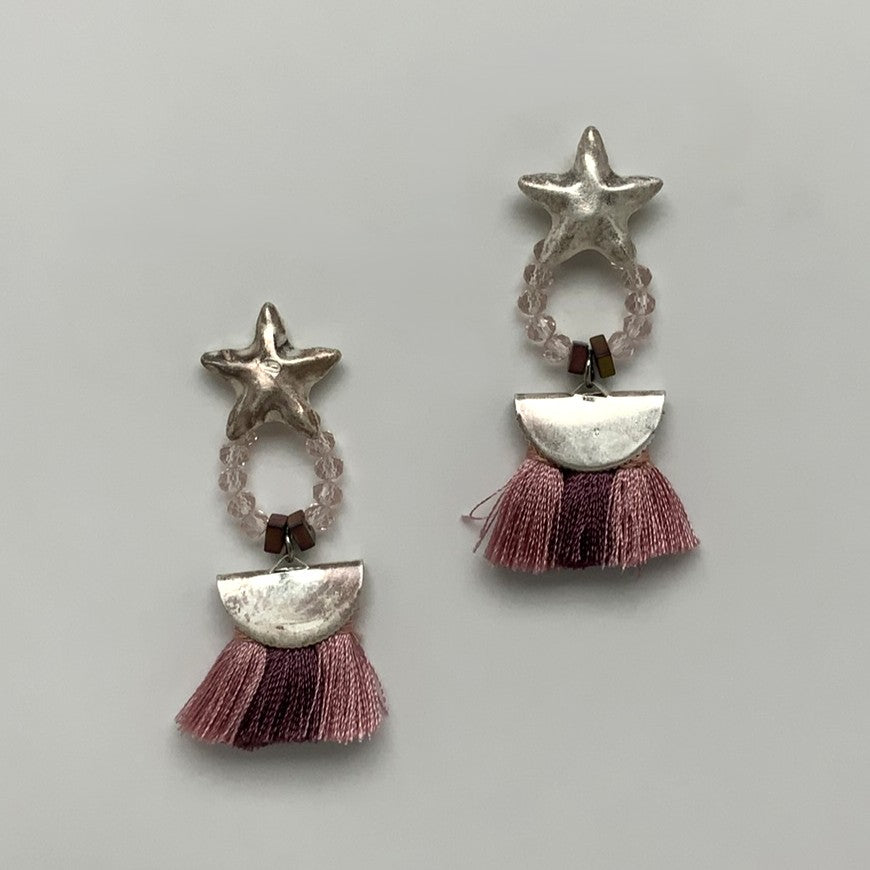 Starfish Crystal and Tassel Earring